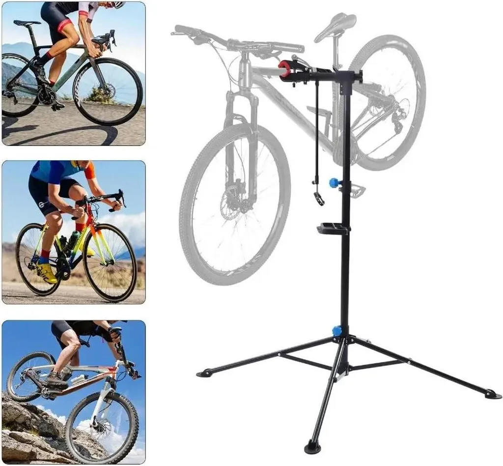Station de maintenance vélo pour garage - Pied d'atelier pliable et gris
