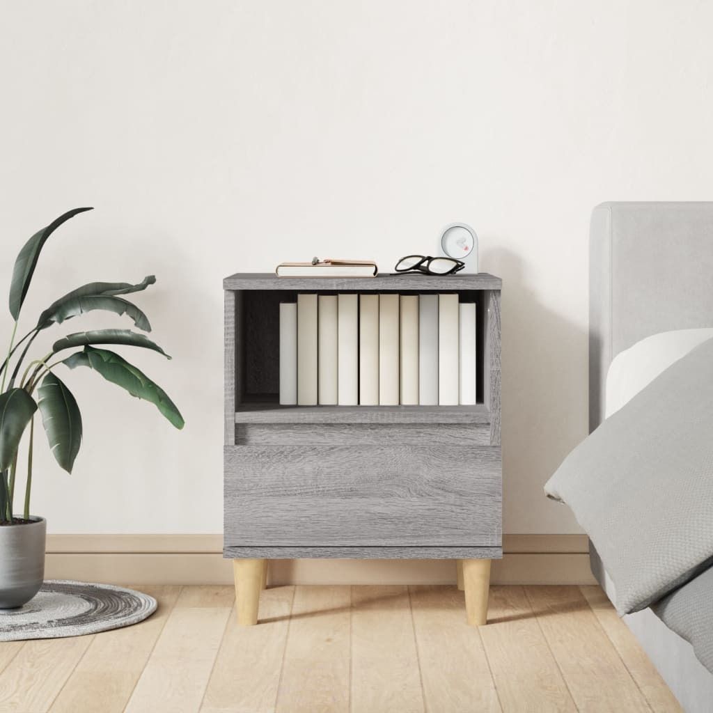 The Living Store Nachttisch Grau Sonoma 40x35x50 cm