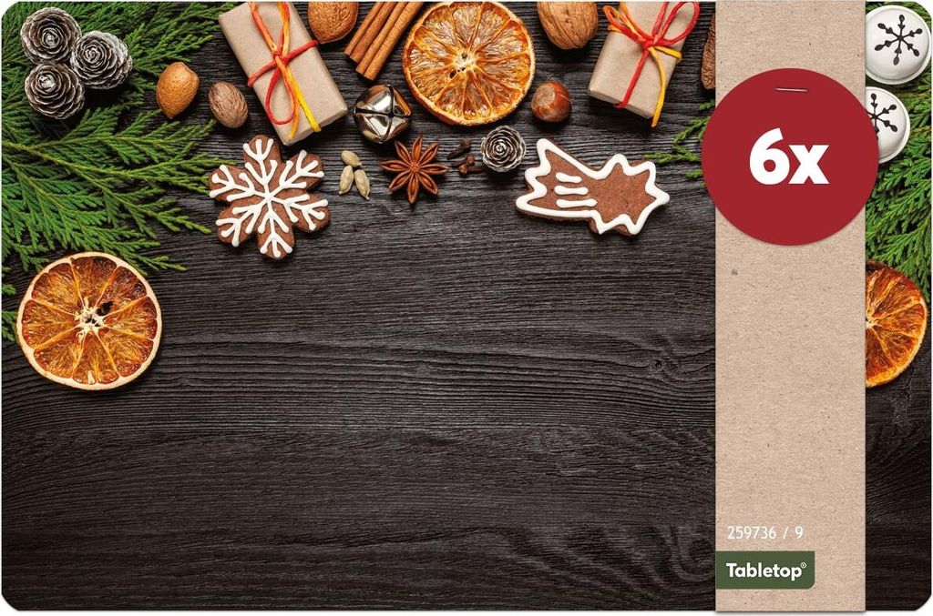 Abwaschbare Tischsets 6er Set Weihnachten Gewürze