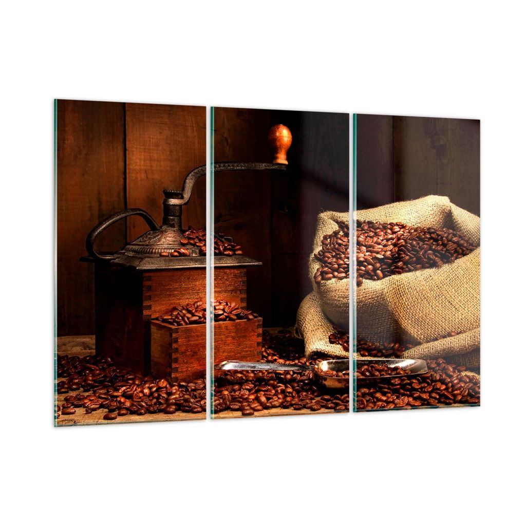 Bilder auf glas - Frühstück Schokolade Kaffee Bohnen - 105x70cm - Glasbilder - Wandbilder - Kunstdruck - Wanddekoration aus Glas - Glas Bilder - ...
