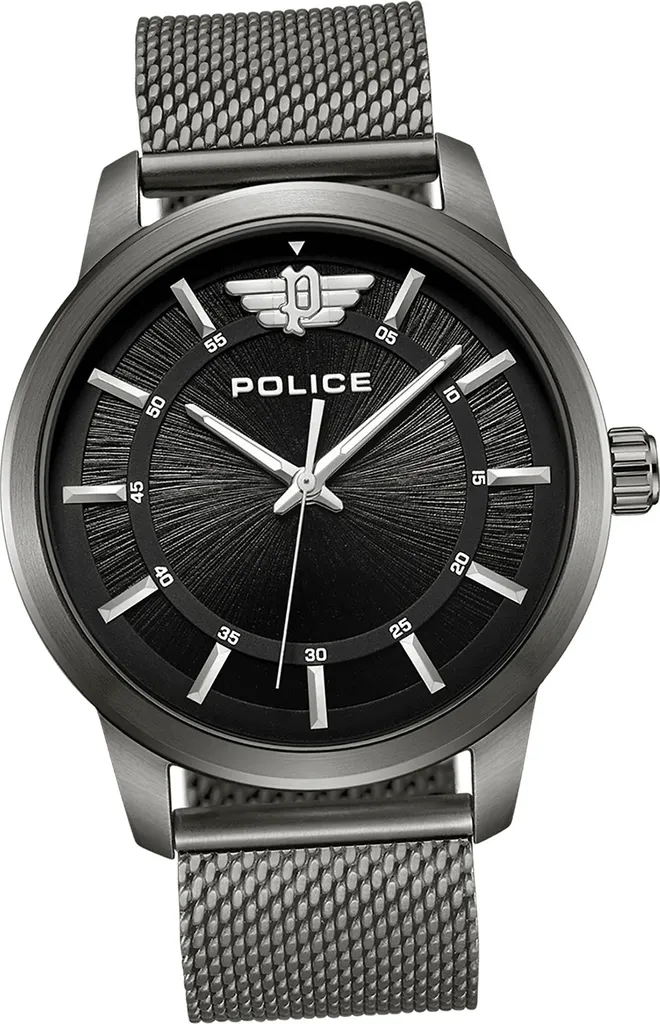 Montre homme Police chic en acier pour le bureau et le quotidien