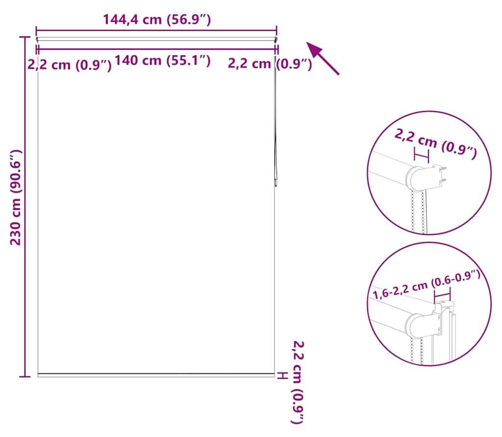 vidaXL Verdunkelungsrollo 144,4 x 230 cm, Stoffbreite 140 Produktbild 