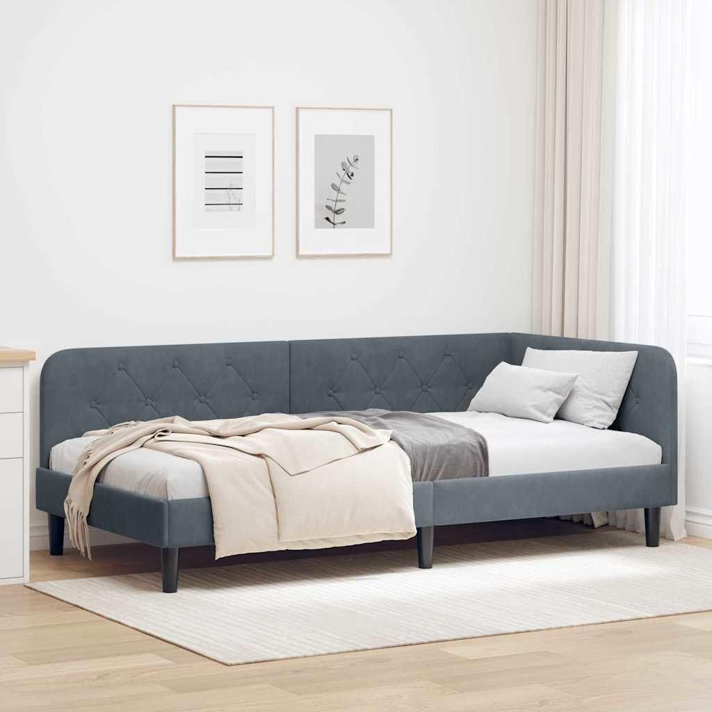 Maison Exclusive - Eckbettgestell Dunkelgrau 100 x 200 cm Samt