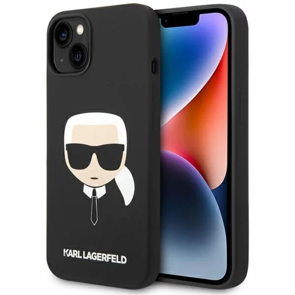 Karl Lagerfeld MagSafe Compatible Case Liquid Silicone Karl Head für iPhone 14 Plus schwarz