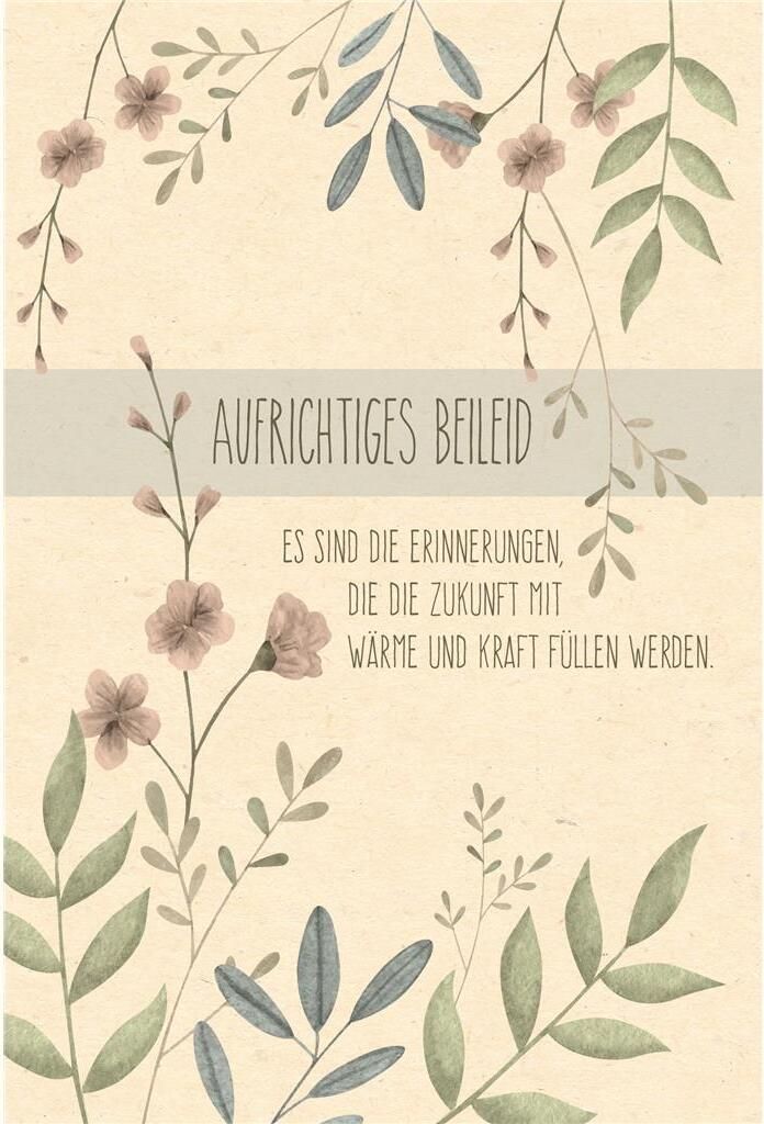 Trauer Beileid Kondolenz Karte mit Umschlag folienfrei unverpackt