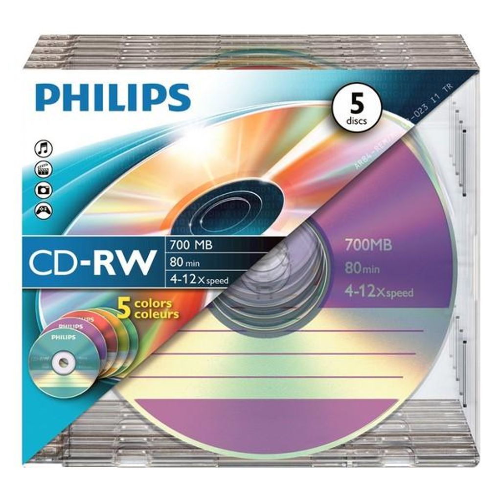 Philips CD-Rohlinge, 80 Min, 700MB, Speed 12x, Slim Case (5 Disc)