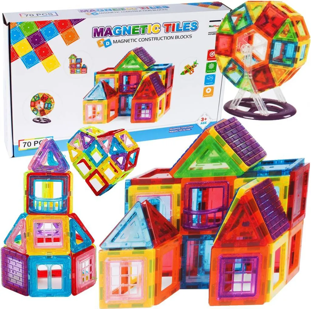 Blocs de Construction Magnétiques DIY 70 Pcs - Créativité et Éveil