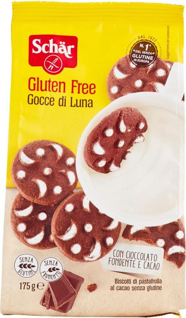 6x Schar Gocce di Luna dunkle Schokolade und Kakao Shortbread Kekse 175g