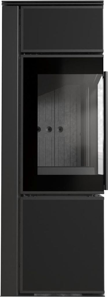 Kaminofen aus Stahl KRATKI TORA/S 8 kW Ø 150 Quarzsinter Nero Assoluto schwarz Verkleidung