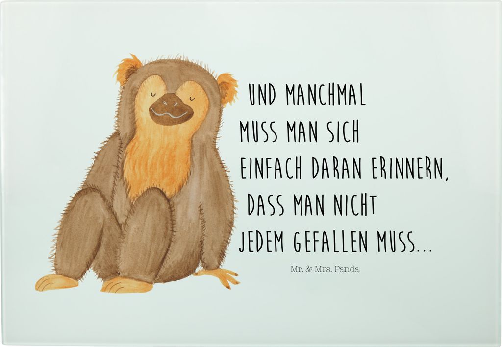 Mr. & Mrs. Panda Schneidebrett Affe - Weiß - Geschenk, Motivation, Hackbrett, Respekt, Affen, Servierplatte, Liebe, Selfcare, Frühstücksbrett, G...