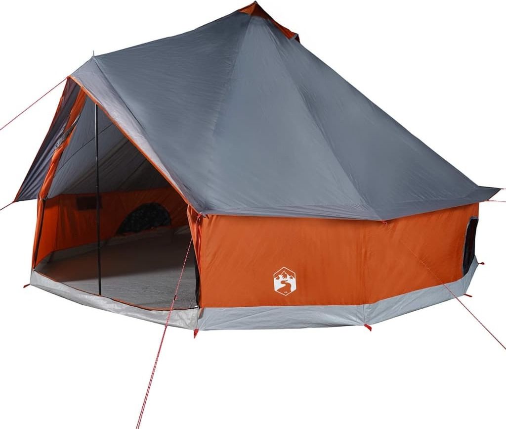 Tipi-Familienzelt 6 Personen Grau und Orange Wasserdicht