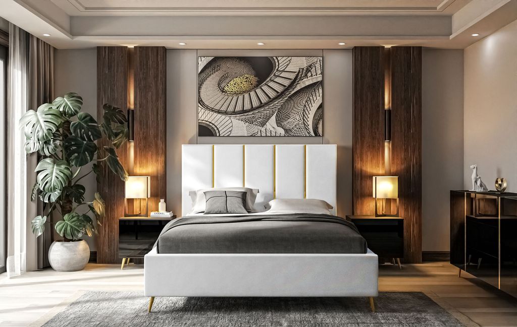 Polsterbett TIFFANY mit Behälter 140x200 cm- Kopfteil:133 cm Jasmine 20