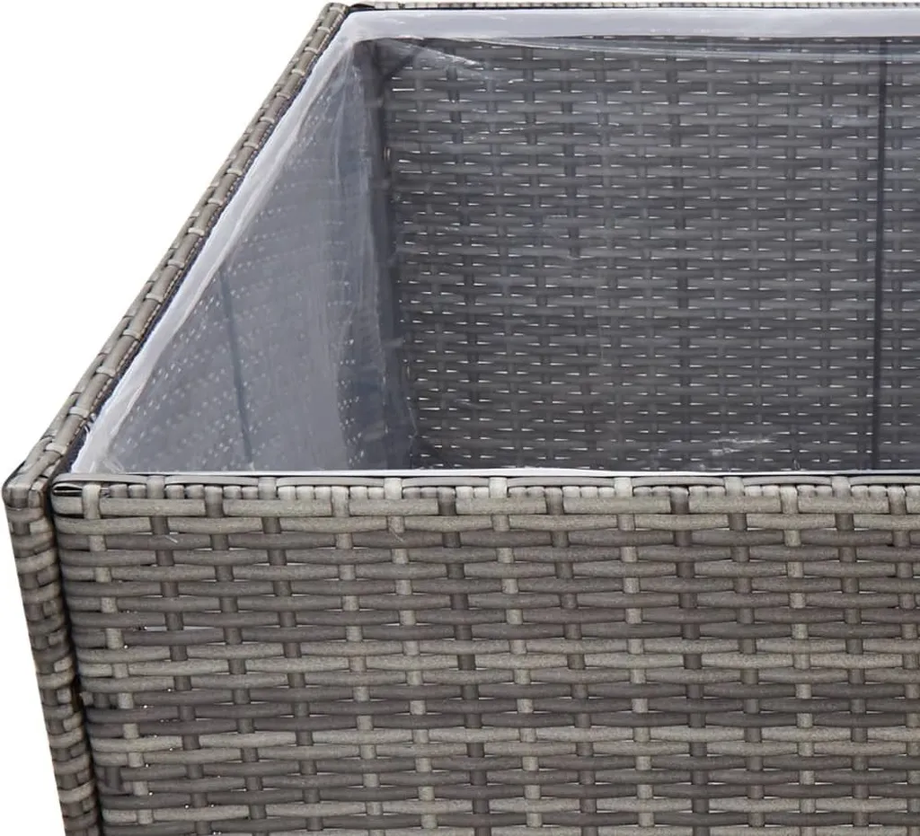 Pot de fleurs géant 80cm Gris Poly rotin avec structure en acier - 5