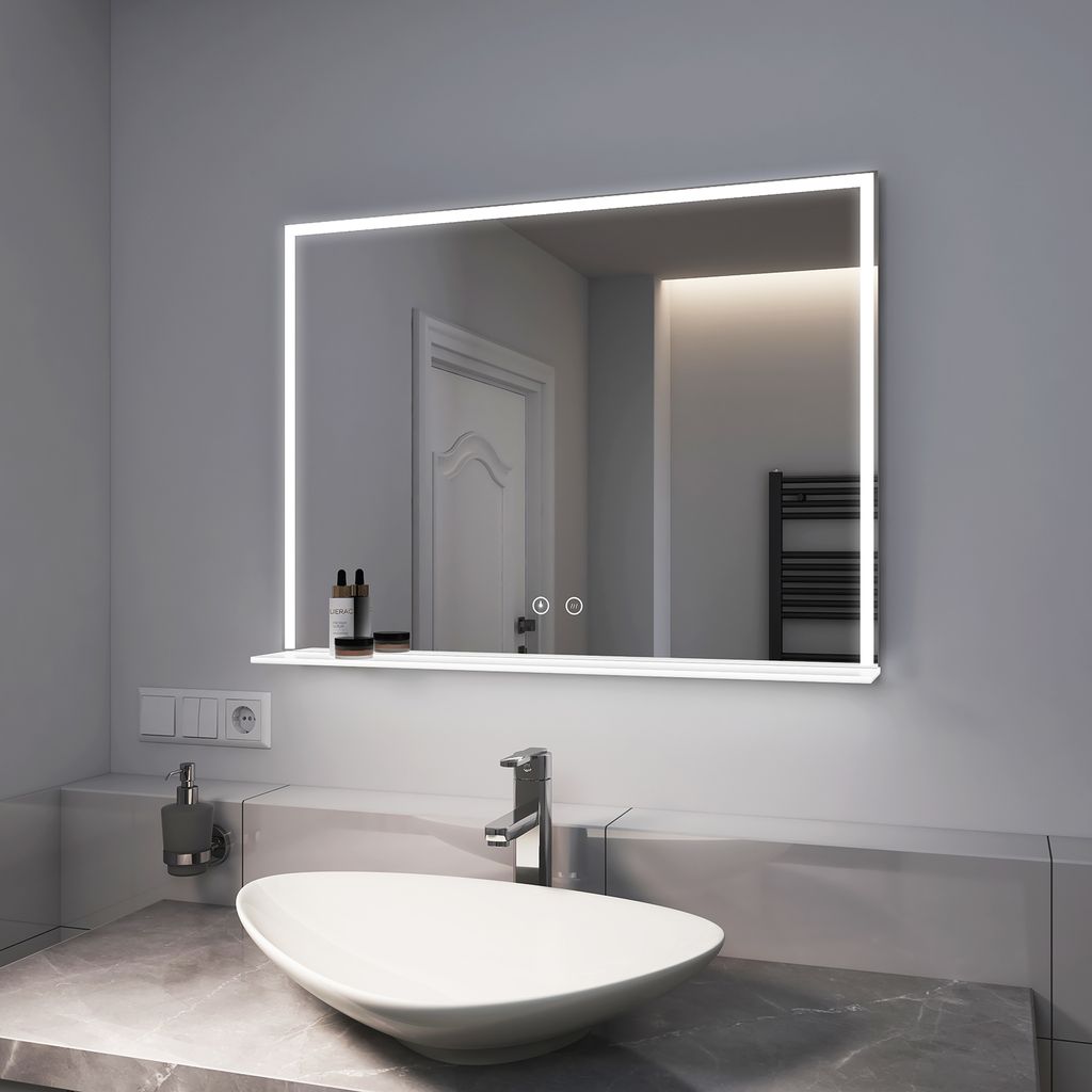 EMKE Badspiegel 80x60cm LED Beleuchtung mit