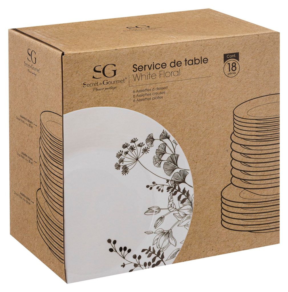 Porzellanservice WHITE FLORAL für 6 Personen, 18-tlg. Produktbild 