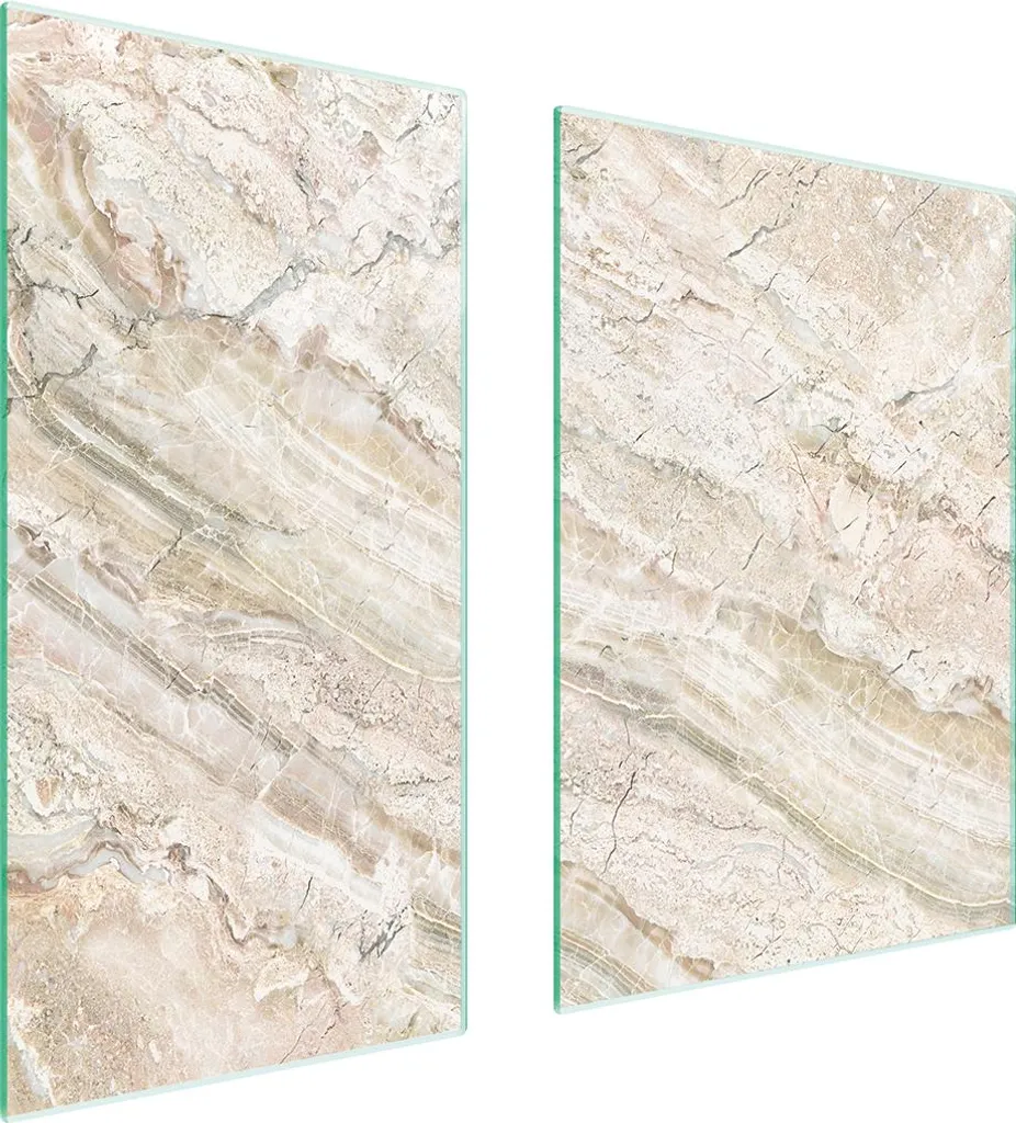 Piastre copri fornelli 2 pezzi 75x52 Copri piano cottura in ceramica tagliere in vetro marmo beige