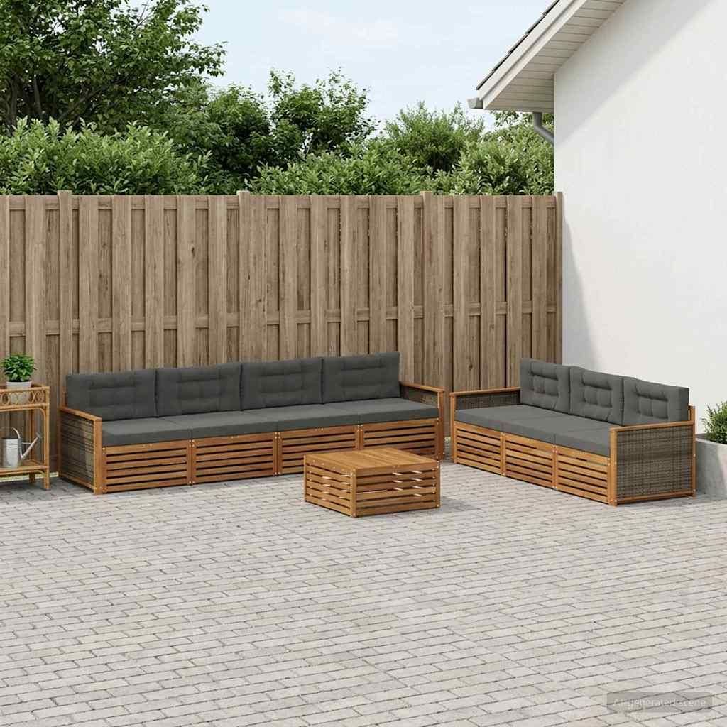 Möbel Outdoor-Sofagarnitur mit Kissen 8 pcs Natur und AnthrazitGartensofas - Gartensofas c1146