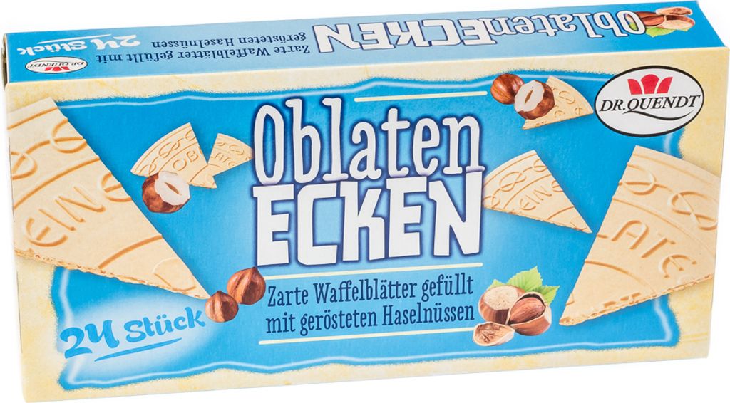 Dr. Quendt - Oblaten ECKEN mit gerösteten Haselnüssen 24 Stück 72 g