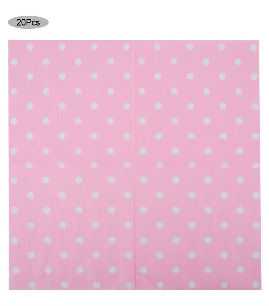20 Stück rosa gepunktete Papierservietten, Partyservietten, Taschentücher, Tischgeschirr für Hochzeiten und Geburtstage