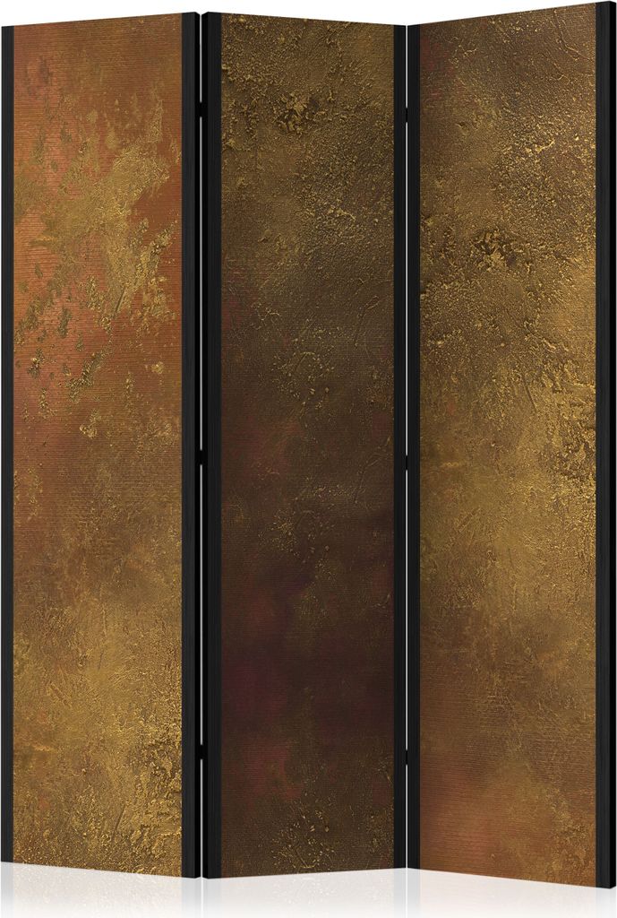 3-teiliger Doppelseitiger Vlies Paravent - Golden Temptation 135x172 cm Muster f-A-0398-z-b