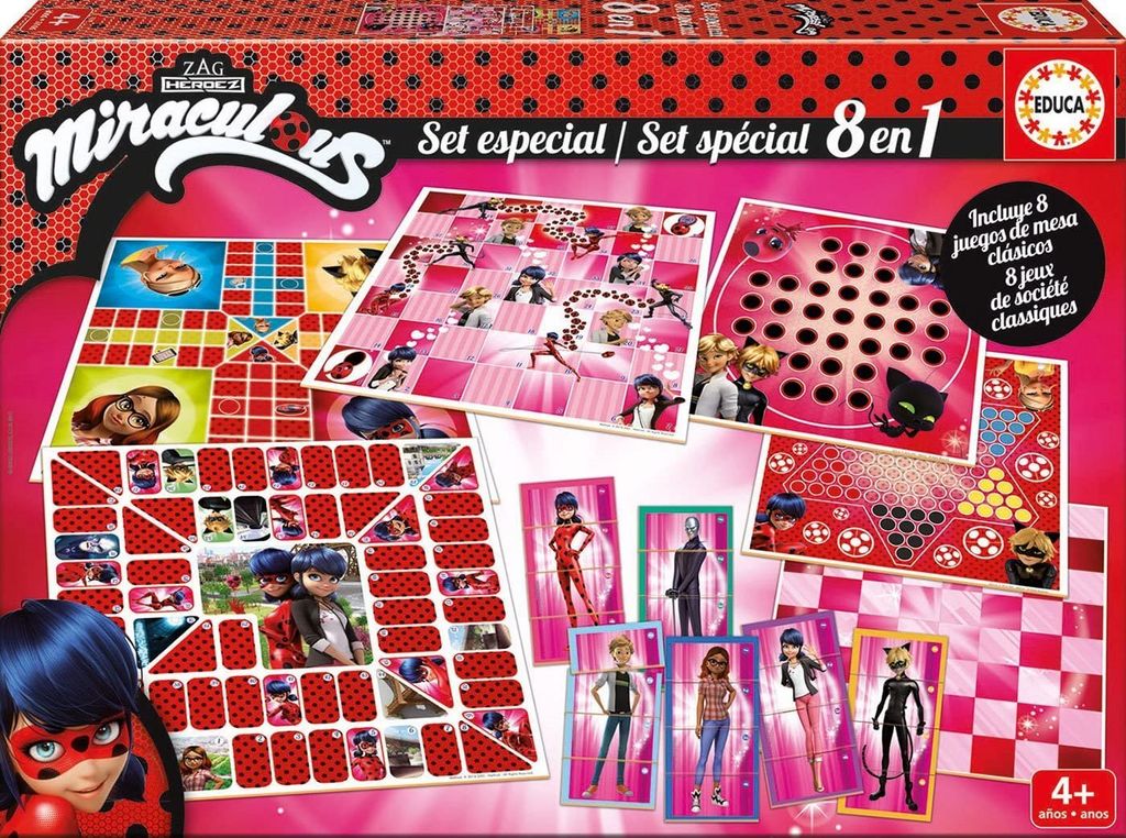 Educa bordspel Miraculous: 8 spellen in 1 doos, kinderspel Productafbeelding 