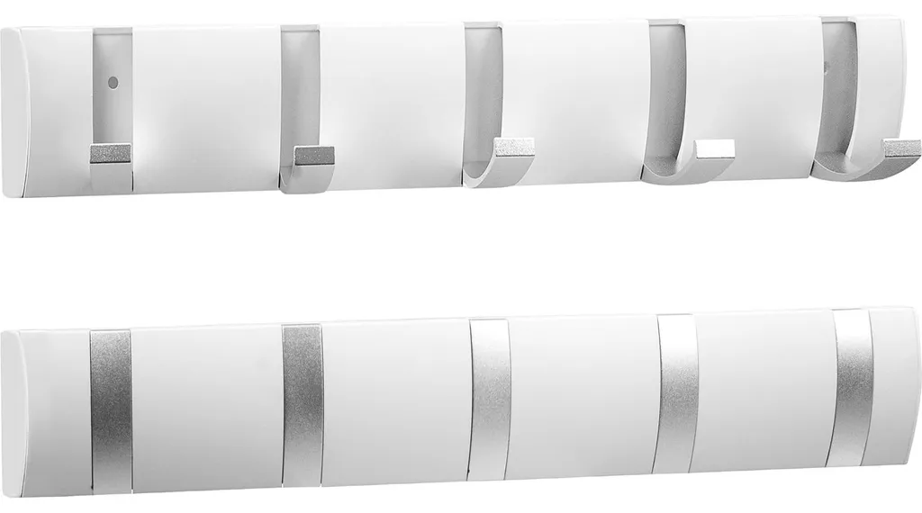 Porte-manteau mural gain de place en aluminium blanc avec crochets pliables