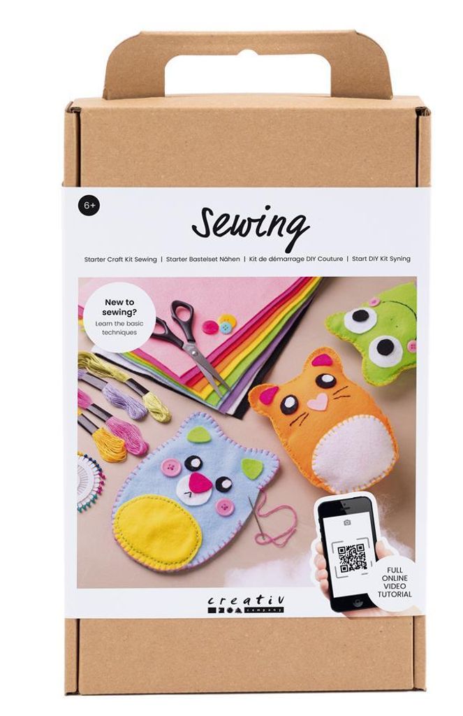 Kit Couture Laine DIY 4 Pièces Animaux Feutre - Porte-clés, Aiguilles Plastique, Pour Enfants Débutants