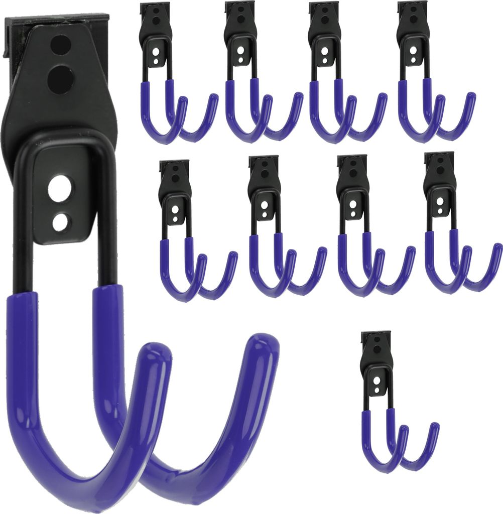 Set 10 Stck. Werkzeugwand Haken von BOTLE, Werkzeughaken, für Werkzeuge, U-förmig 11 cm, stabil mit PVC-Ummantelung, für Garage, Schuppen, Werks...