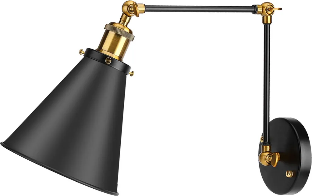 Luminaire industriel réglable avec bras articulé en acier noir mat