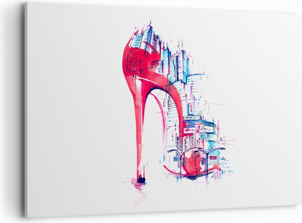 Bild auf Leinwand - Leinwandbild - Heel Eleganz Individualität illustration - 120x80cm - Wand Bild - Wanddeko - Leinwanddruck - Bilder - Kunstdruc...