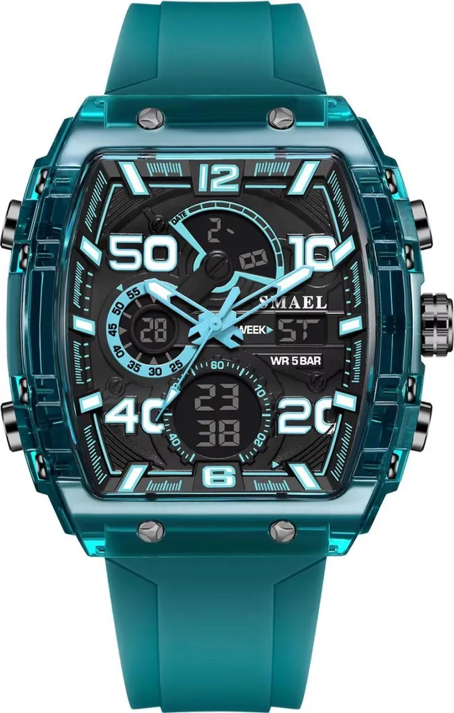 Montre Sportive SMAEL EM-38671 Turquoise et Blanc pour Homme KP38671