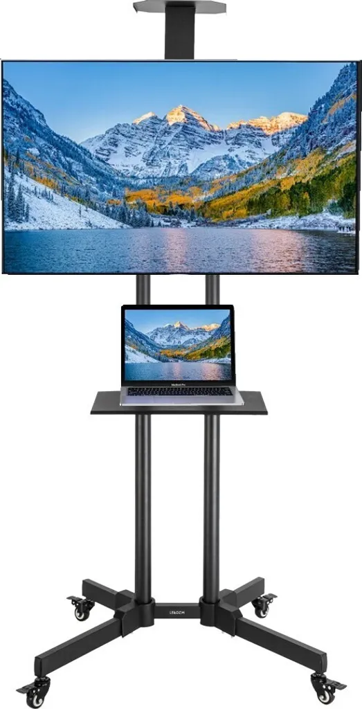 Support TV mobile sans perçage pour écran 70 pouces avec roulettes et frein