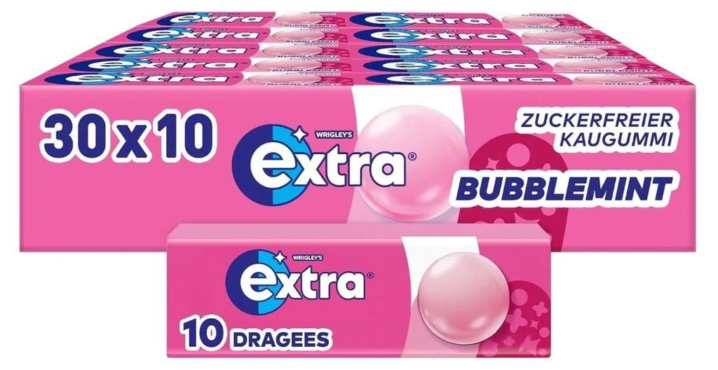 Wrigley's Extra Bubblemint Kaugummi Zuckerfrei (30 x 10 Produktbild 
