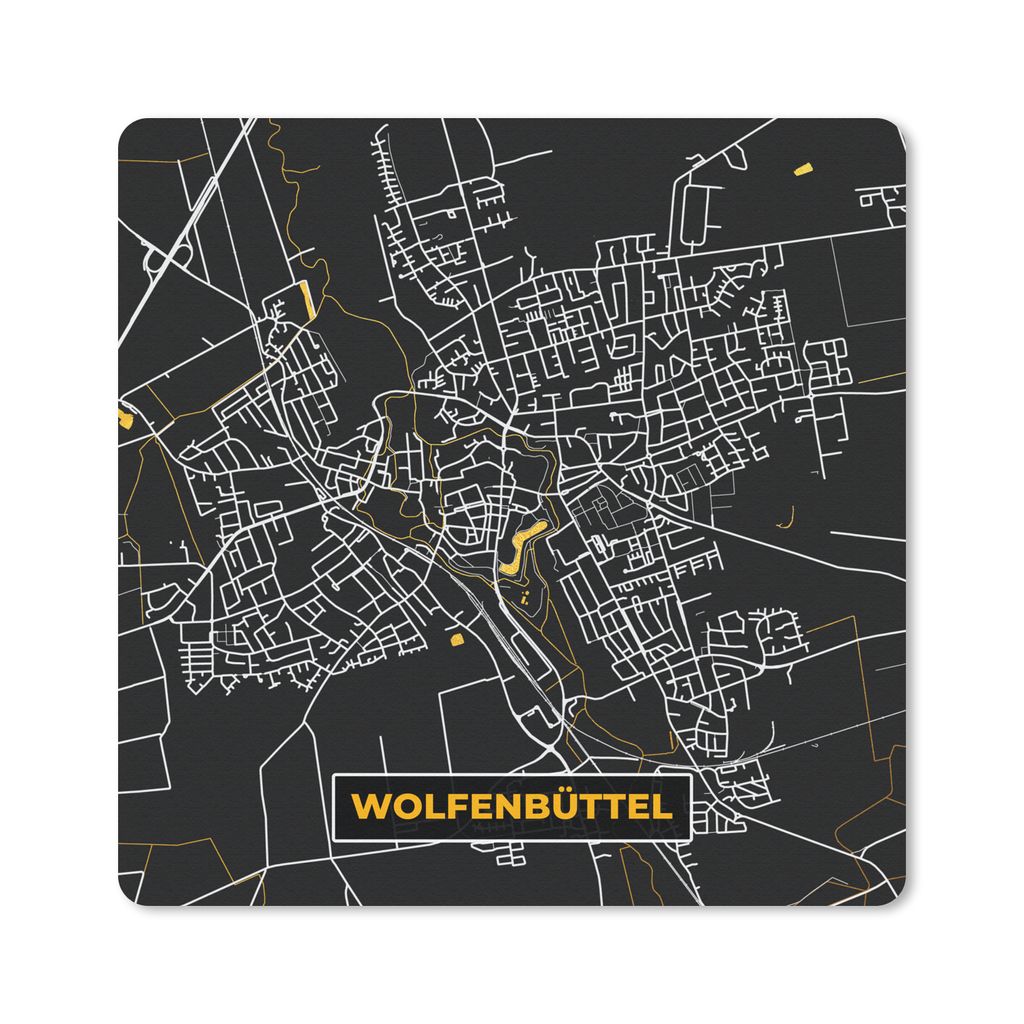 MuchoWow Mauspad Mousepad Gold - Deutschland - Karte - Stadtplan - Wolfenbüttel 30x30 cm - Mousepads - Maus Mat - Pad - Mausunterlage - Gaming