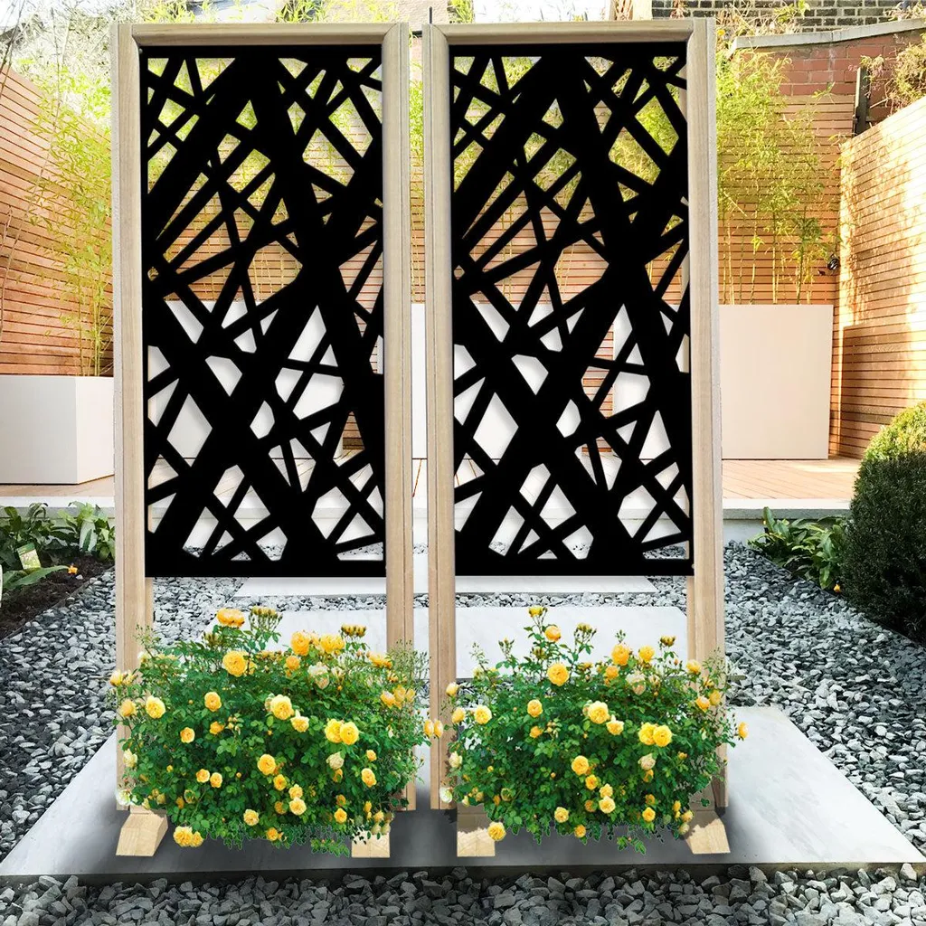 Paravent de séparation modulable DIAGONAL LARGE en bois noir 70x190 cm