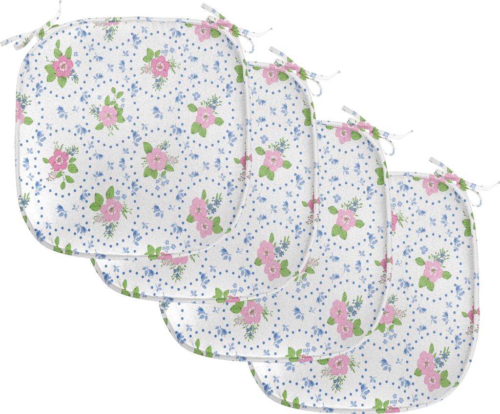 ABAKUHAUS Shabby Flora Polster für Esszimmerstühle, Natur Romantik Klassik, Dekoratives wasserfestes Kissen mit Riemen für Küchensitze, 40 cm x...