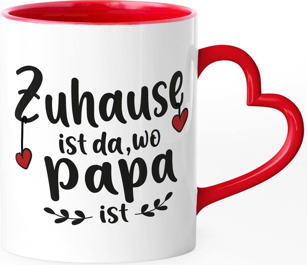 Kaffee-Tasse Zuhause ist da, wo Mama ist Geschenk für Mutti Muttertag Weihnachten Geburtstag SpecialMe Papa rot Herz-Tasse