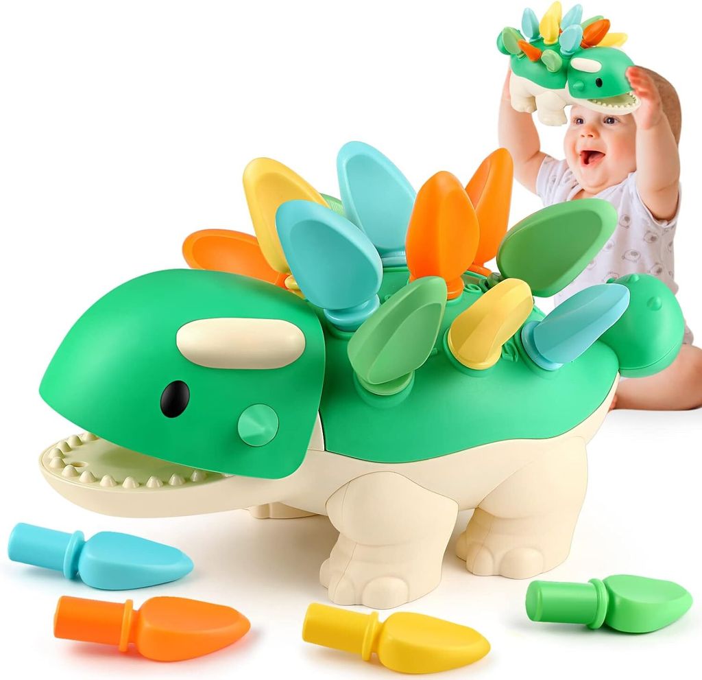 Montessori Spielzeug ab 1-3 Jahr,Dinosaurier Steckspiel,Geschenke für Kinder ab 1 2 3 4 Jahr,Trainiert Hand-Auge-Koordination Kleinkind Lernspielzeug