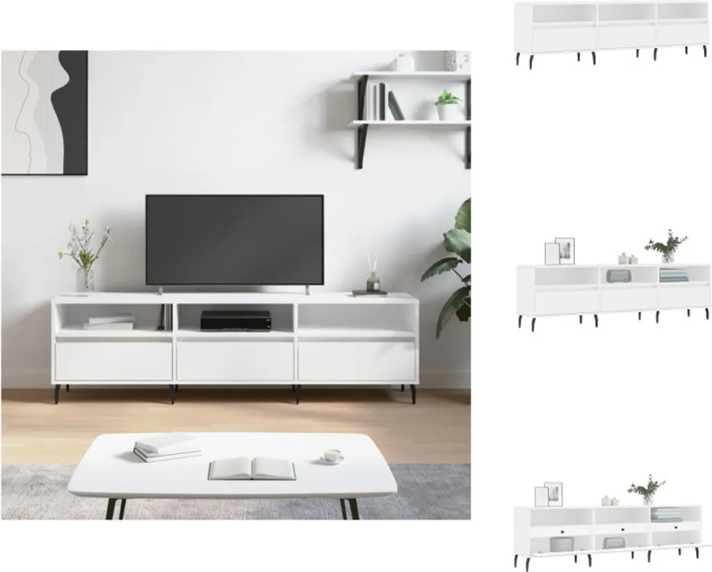 vidaXL Mobile TV Bianco Legno 150x30x44,5 cm | Soggiorno Ordinato
