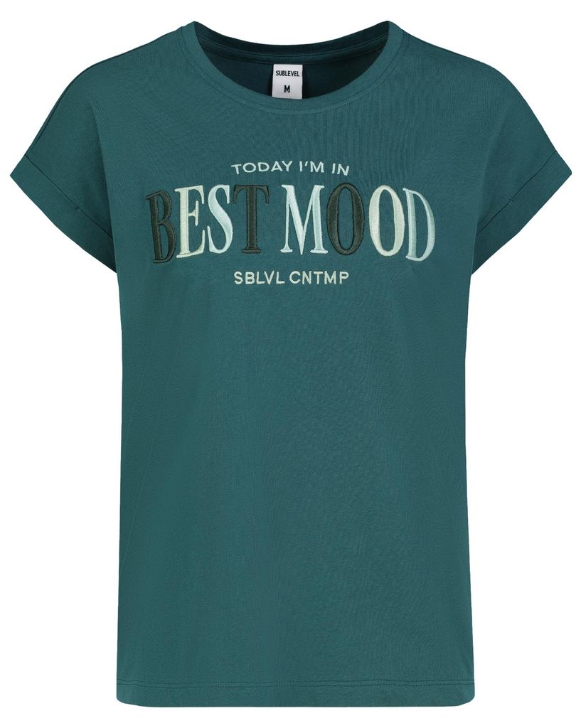Sublevel Lässiges Shirt Kurzarm Rundhalsausschnitt Sommerlich Größe: L