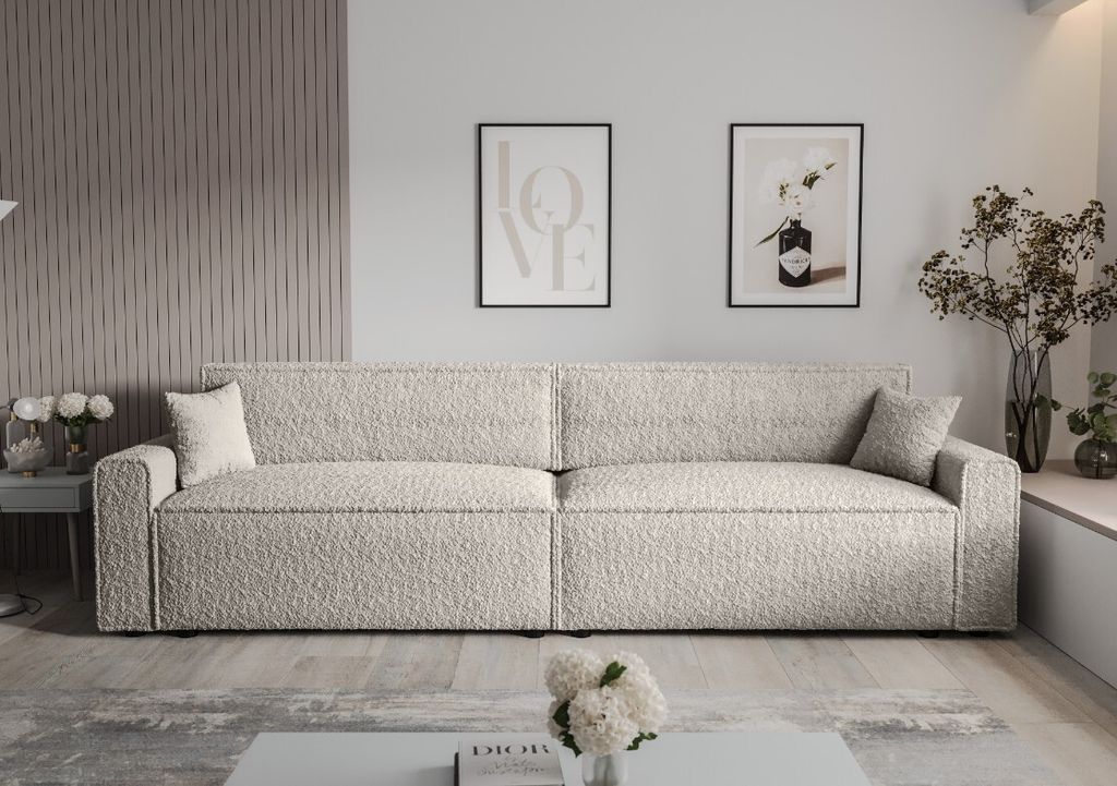 Roe Furniture | Schlafsofa - MIRA X2 BIS - 292 cm - Grau - Mit Schlaffunktion und Bettkasten - Stilvoll und Funktional - Sofa - Sofabett