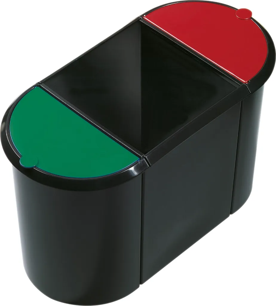 helit H6103596 Cestino Trio-System ovale PE nero/rosso/verde