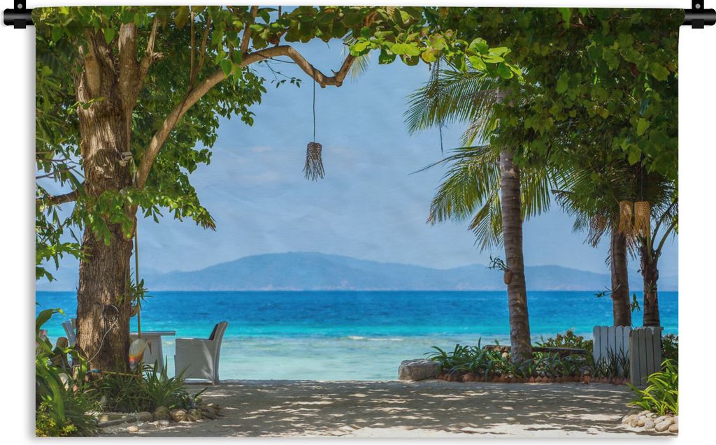 MuchoWow Wandteppich Wandbehang Tropisch - Strand - Meer 120x80 cm Tapisserie Dekoration Wandtuch - Wanddekorationen - Wandtücher