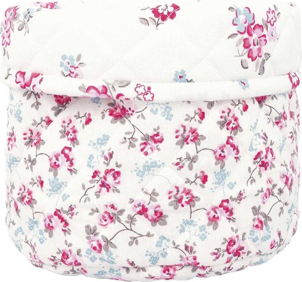 Greengate Brotkorb ELSY Weiß mit Blumen Runder Korb Baumwolle 17x21 cm