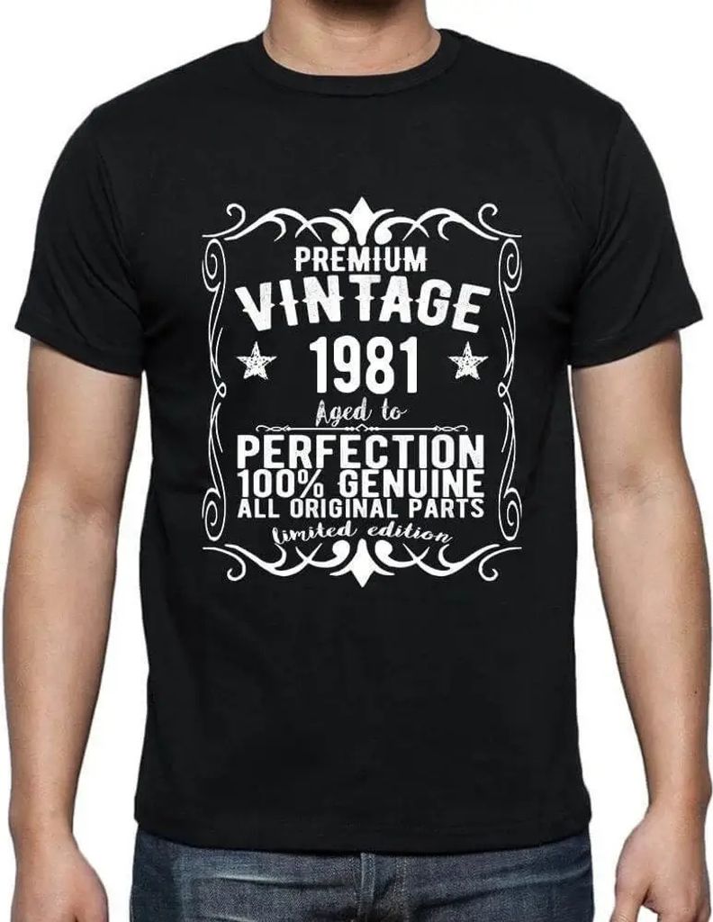 Herren Grafik T-Shirt Alle Originalteile bis zur Perfektion gealtert 1981 – All Original Parts Aged to Perfection 1981 – Geschenk 43. Geburtstag