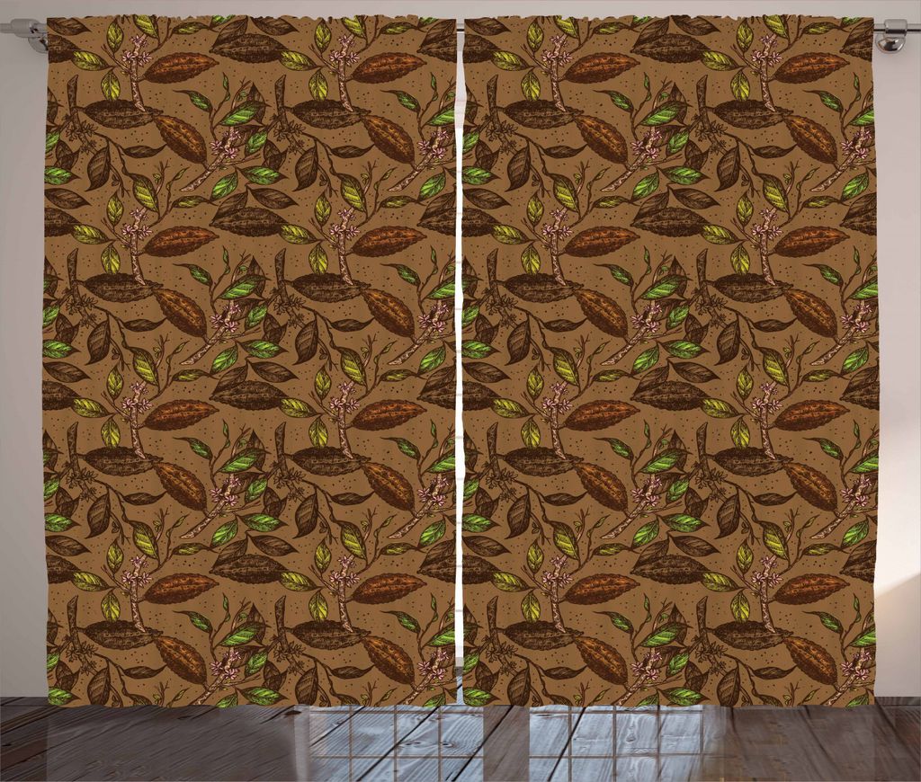 ABAKUHAUS Kakao Rustikaler Gardine, Kakaopflanzen Wachstum Theme, Schlafzimmer Kräuselband Vorhang mit Schlaufen und Haken, 280 x 245 cm, Hellrosa...