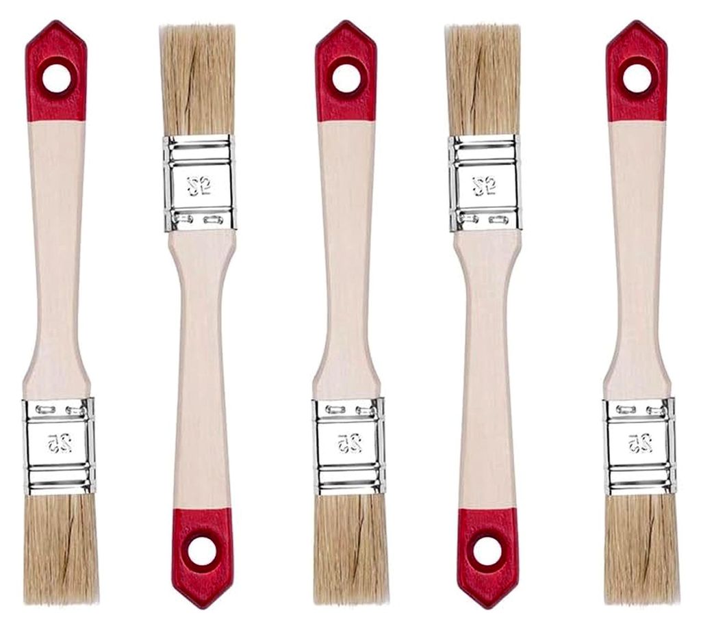 Flachpinsel-Set 5-teilig, 25 mm Breite, Malerpinsel mit Holzgriff