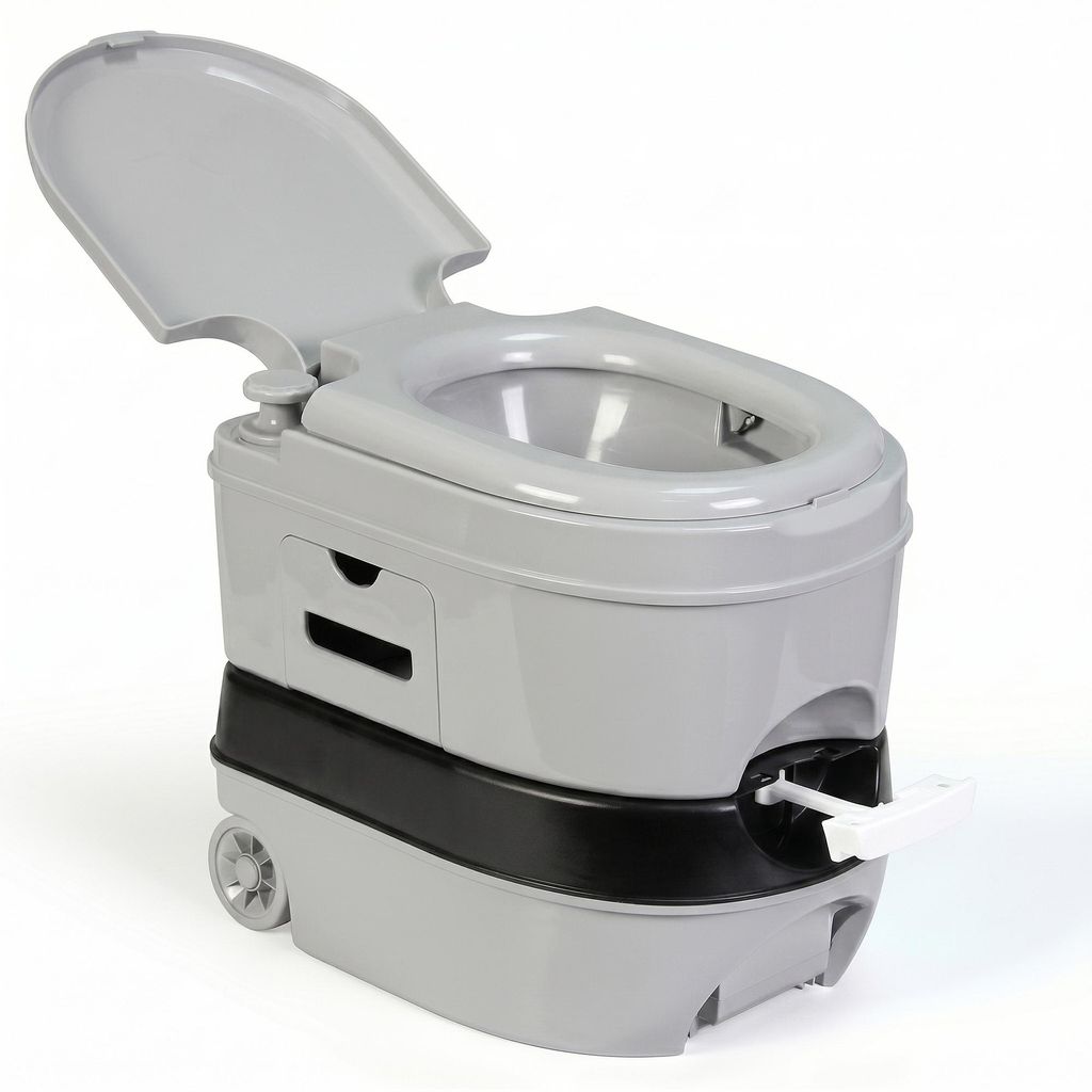 Briebe WC1196G Tragbare Campingtoilette Rollen 24L Chemietoilette Klo Camper, Camping, Caravan Grau