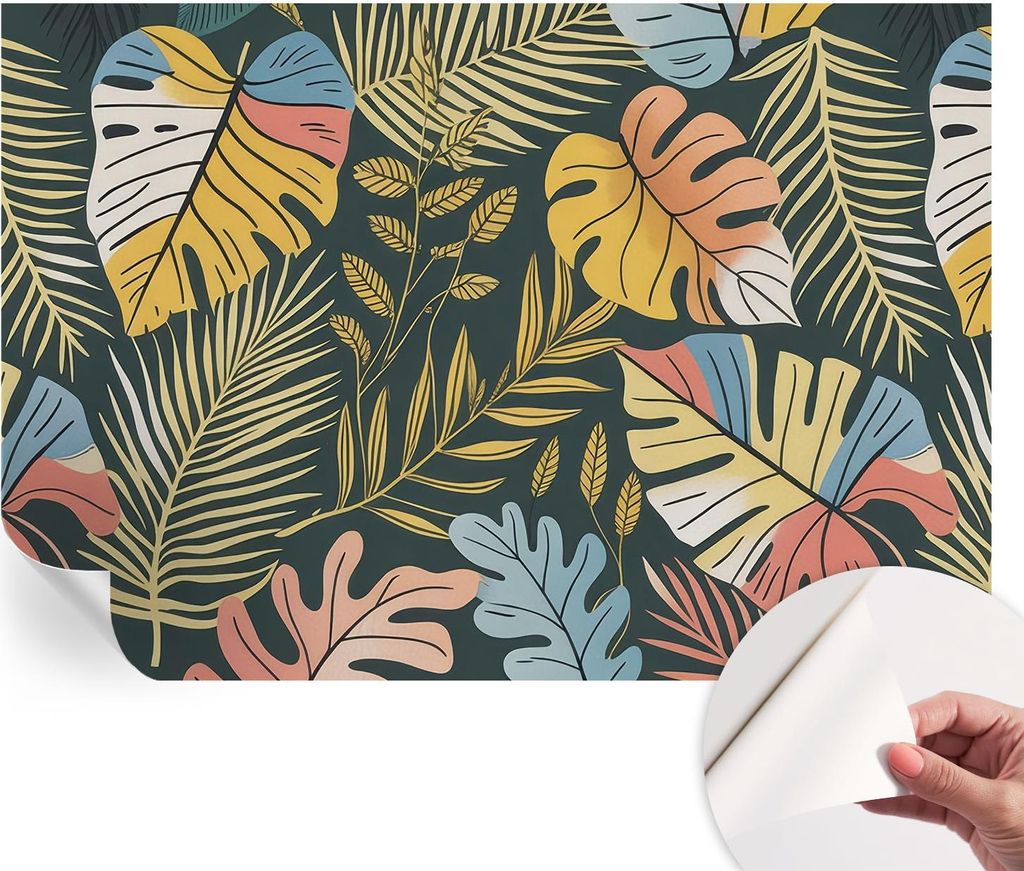 Selbstklebende Wandtapete - Dekorative Tapete für Wohnzimmer - Klebefolie für Wandbilder - Tapetenfolie für Wanddekoration - 152x104 cm - Tropis...