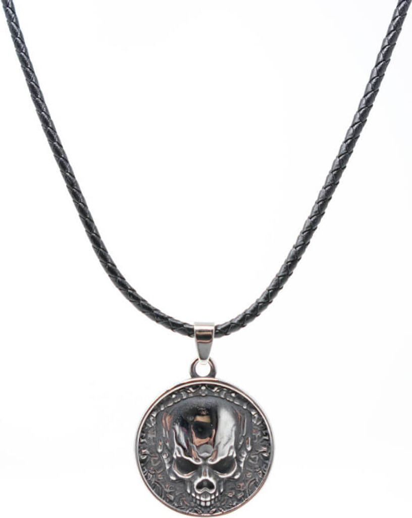 Lederkette Edelstahl 316 AMULET OF SKULL 60 cm Silber Produktbild 